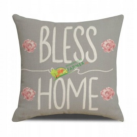 POSZEWKA NA PODUSZKE 45X45CM / Z NAPISEM BLESS HOME