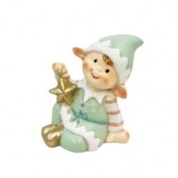 FIGURA CERAMICZNA 11X7,2X11CM ELF MIĘTA ZE ZŁOTĄ GWIAZDĄ