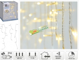 LAMPKI / OŚWIETLENIE / SOPLE / 180 LED / BIAŁY CIEPŁY / ZEWNĘTRZNY I WEWNĘTRZNY ^