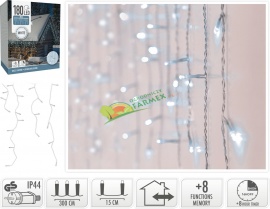 LAMPKI / OŚWIETLENIE / SOPLE / 180 LED / BIAŁY ZIMNY/ ZEWNĘTRZNY I WEWNĘTRZNY ^
