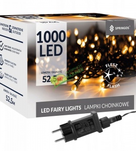 LAMPKI / OŚWIETLENIE / ŁAŃCUCH LEDOWY / 1000 LED / CIEPŁY FLASH / ZEWNĘTRZNY I WEWNĘTRZNY ^