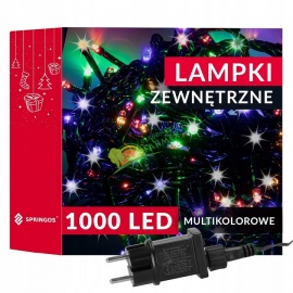 LAMPKI / OŚWIETLENIE / ŁAŃCUCH LEDOWY / 1000 LED / MIX KOLOR/ ZEWNĘTRZNY I WEWNĘTRZNY ^