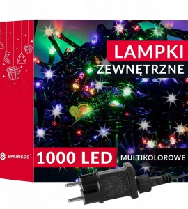 LAMPKI / OŚWIETLENIE / ŁAŃCUCH LEDOWY / 1000 LED / MIX KOLOR/ ZEWNĘTRZNY I WEWNĘTRZNY ^