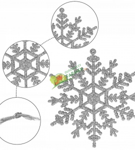 ZAWIESZKA ŚNIEŻYNKA 12CM / SREBNA A 3 SZT