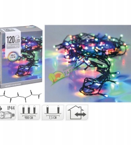 LAMPKI / OŚWIETLENIE / ŁAŃCUCH LEDOWY / 120 LED / MIX KOLOR/ ZEWNĘTRZNY I WEWNĘTRZNY ^