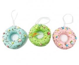 DONAT Z TWORZYWA 9,5X9,5X3CM / 3 WZORY / STYROPIANOWE / PASTELOWE